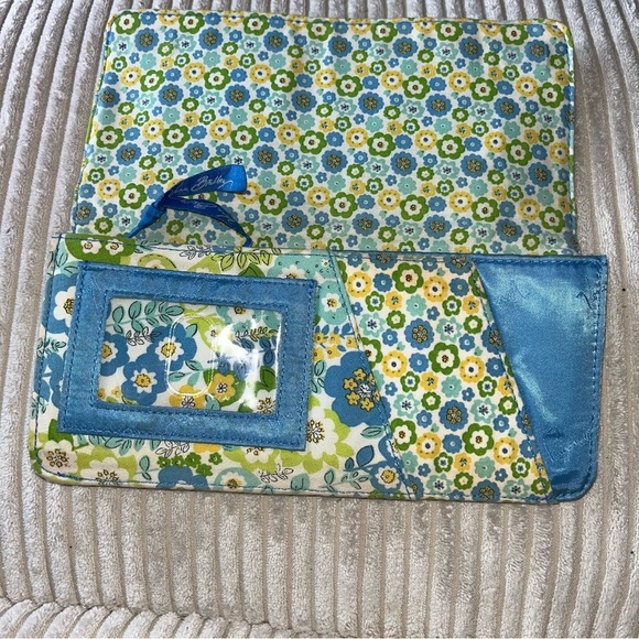 Vera Bradley Travel Wallet in English Meadow blue yellow green floral - Picture 6 of 7